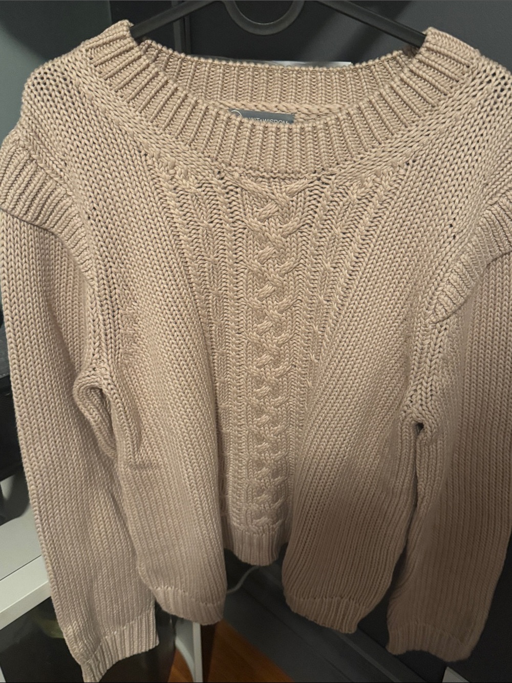 Wit & Wisdom Cable Knit Crewneck Sweater in Taupe